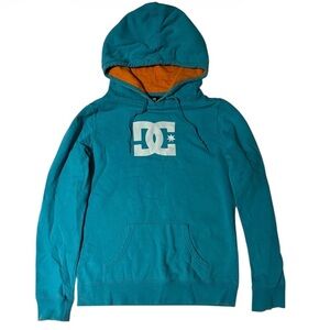 DC Teal Crewneck Hoodie with Orange Hood Lining - Men's Sweater